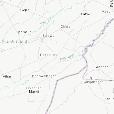 Map showing location of Pakpattan (30.343140, 73.389440)