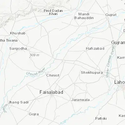 Map showing location of Pindi Bhattian (31.898440, 73.273390)