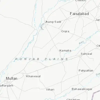 Map showing location of Pir Mahal (30.766630, 72.434550)