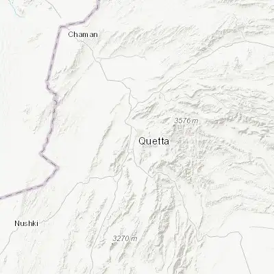 Map showing location of Quetta (30.184140, 67.001410)