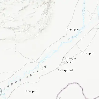 Map showing location of Rojhan (28.687350, 69.953500)