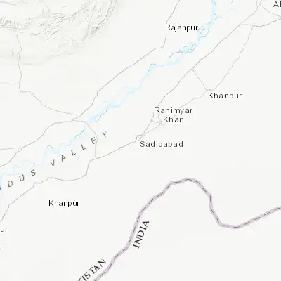 Map showing location of Saddiqabad (28.309100, 70.126520)