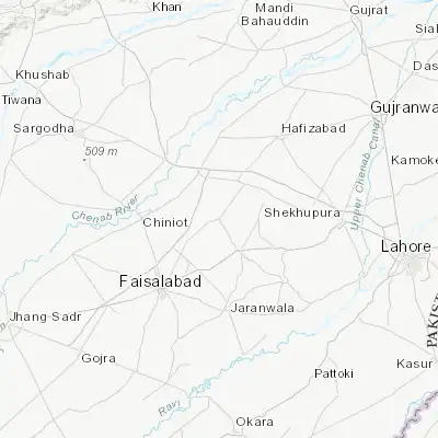 Map showing location of Sangla Hill (31.716670, 73.383330)