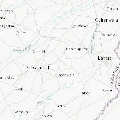 Map showing location of Shahkot (31.570900, 73.485310)
