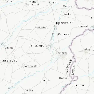 Map showing location of Shekhupura (31.712870, 73.985560)