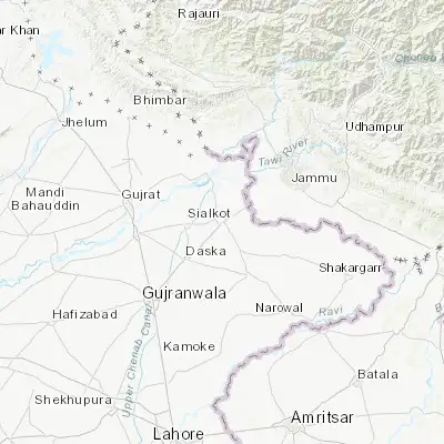 Map showing location of Sialkot (32.492680, 74.531340)
