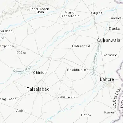 Map showing location of Sukheke Mandi (31.865410, 73.508750)