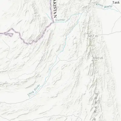 Map showing location of Zhob (31.340820, 69.449300)