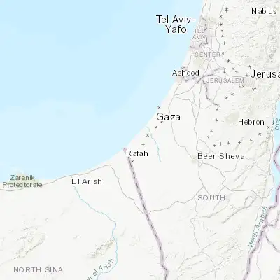 Map showing location of Al Qarārah (31.373890, 34.340850)