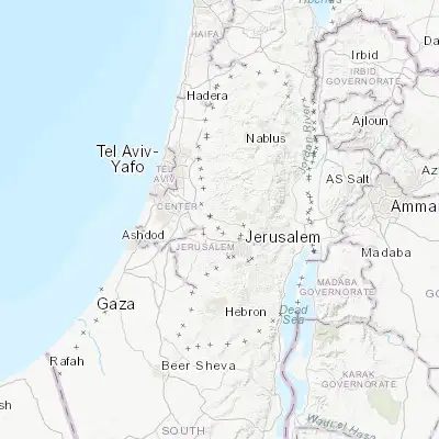 Map showing location of Bayt ‘Ūr at Taḩtā (31.896090, 35.081780)