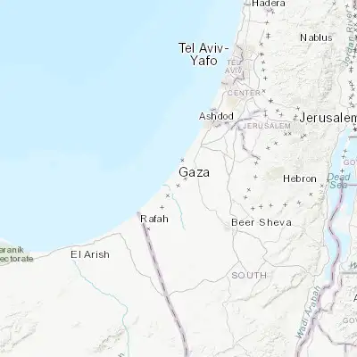 Map showing location of Gaza (31.501610, 34.466720)