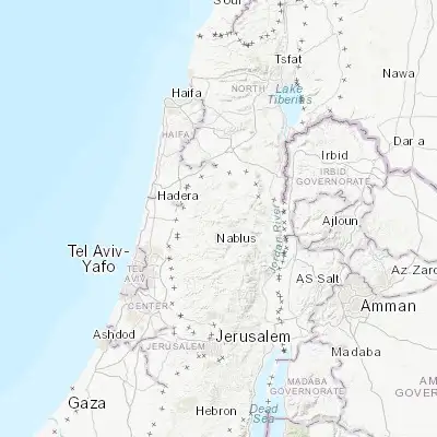 Map showing location of Jaba‘ (32.324090, 35.221330)