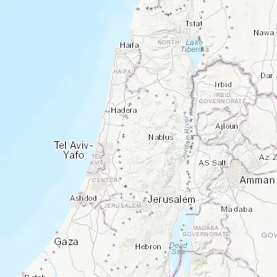 Map showing location of Kafr Qaddūm (32.221620, 35.144710)