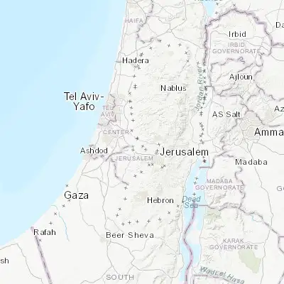 Map showing location of Kharbathā al Mişbāḩ (31.885460, 35.071850)