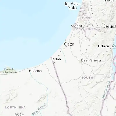 Map showing location of Khuzā‘ah (31.306750, 34.361100)