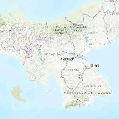 Map showing location of Santiago de Veraguas (8.100000, -80.983330)