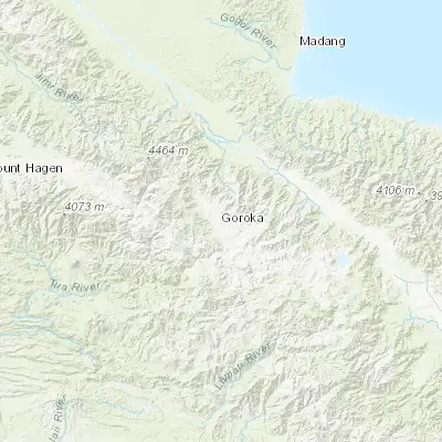 Map showing location of Goroka (-6.085000, 145.386670)