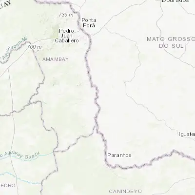 Map showing location of Capitán Bado (-23.267330, -55.538760)