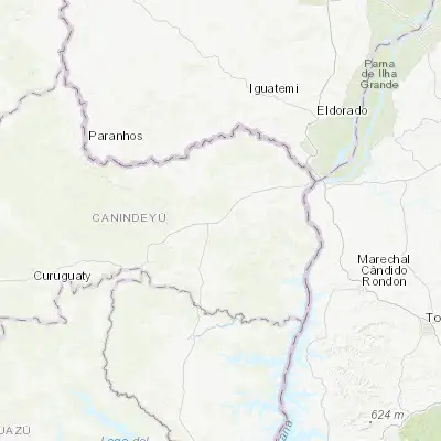 Map showing location of Katueté (-24.248290, -54.759610)