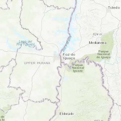 Map showing location of Presidente Franco (-25.563840, -54.610970)