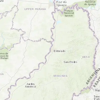 Map showing location of Puerto Mayor Otaño (-26.400000, -54.700000)