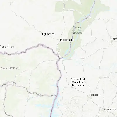 Map showing location of Salto del Guairá (-24.062500, -54.306940)