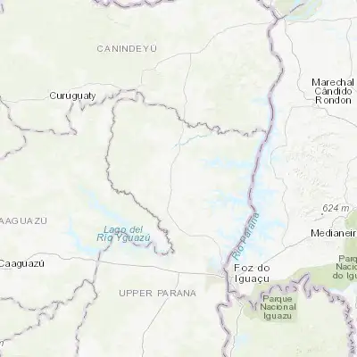 Map showing location of San Alberto (-24.966670, -54.900000)