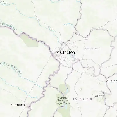 Map showing location of Villa Elisa (-25.367600, -57.592740)