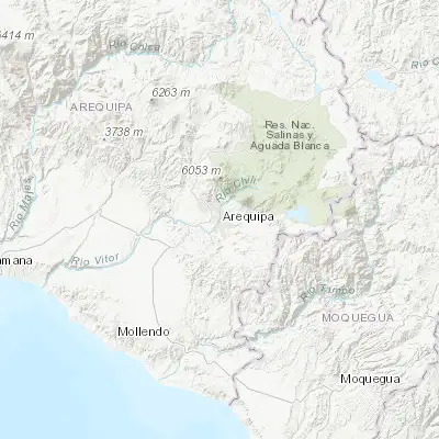 Map showing location of Arequipa (-16.398890, -71.535000)