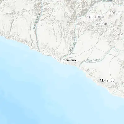 Map showing location of Camaná (-16.623750, -72.710550)