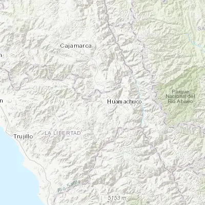 Map showing location of Huamachuco (-7.800000, -78.066670)