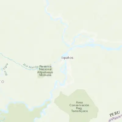 Map showing location of Iquitos (-3.749120, -73.253830)