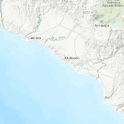 Map showing location of Islay (Matarani) (-16.996100, -72.101100)