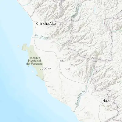 Map showing location of Los Aquijes (-14.096670, -75.690830)