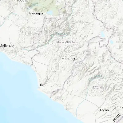 Map showing location of Moquegua (-17.198320, -70.935670)