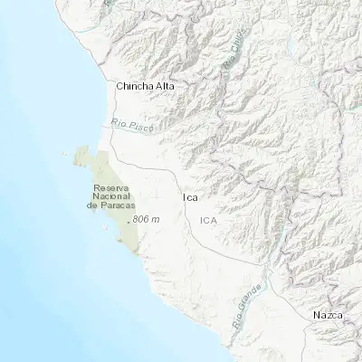 Map showing location of San Juan Bautista (-14.010830, -75.735830)
