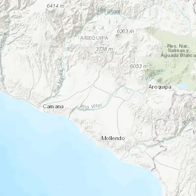 Map showing location of Santa Rita de Siguas (-16.495550, -72.086670)