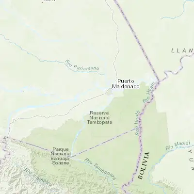 Map showing location of Tambopata (-12.671910, -69.355470)