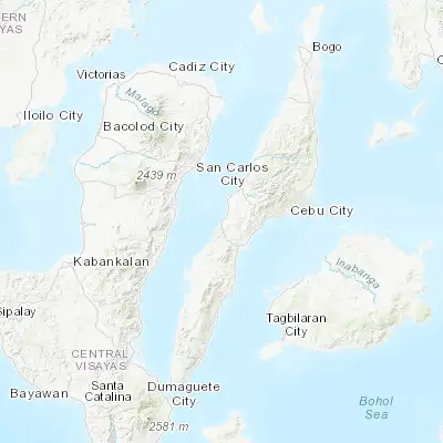 Map showing location of Aloguinsan (10.221900, 123.548300)