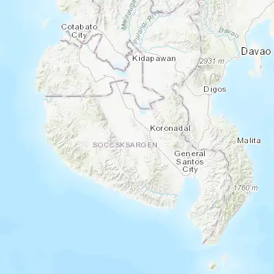 Map showing location of Bañga (6.423890, 124.778330)