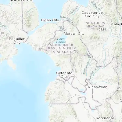 Map showing location of Bayanga (7.521390, 124.252220)