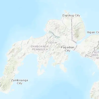 Map showing location of Bayog (7.866670, 123.066670)