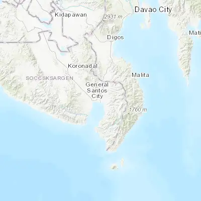 Map showing location of Buayan (6.116390, 125.234720)