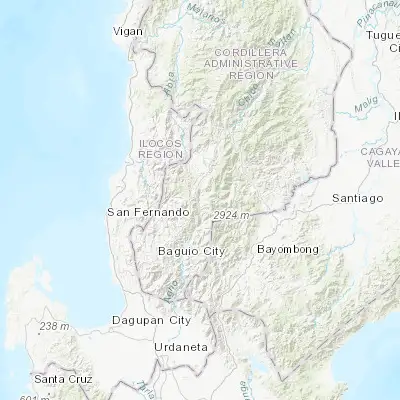 Map showing location of Buguias (16.722670, 120.828340)