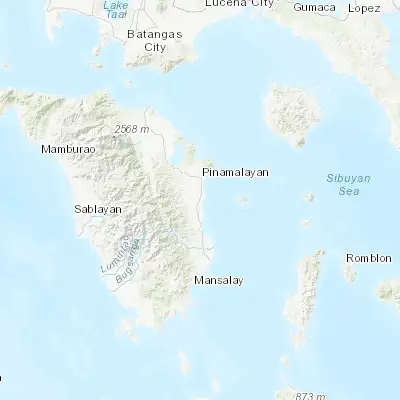 Map showing location of Calamundingan (12.931010, 121.470620)