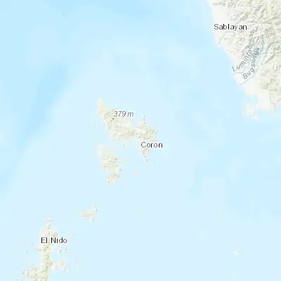 Map showing location of Coron (11.998600, 120.204300)
