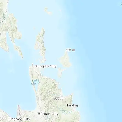 Map showing location of Del Carmen, Surigao del Norte (9.869440, 125.969720)