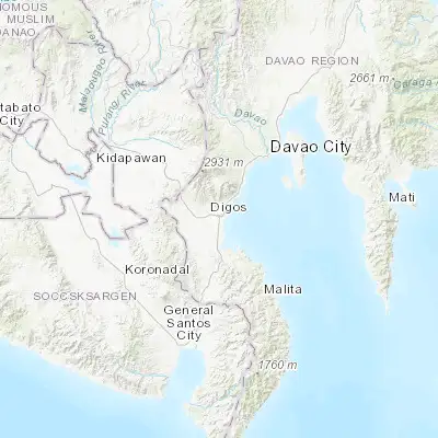 Map showing location of Digos (6.749720, 125.357220)