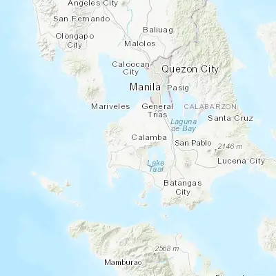 Map showing location of Guyam Malaki (14.152500, 120.861110)
