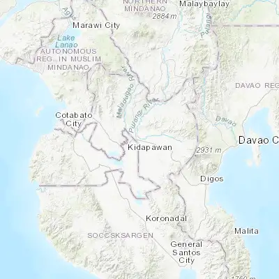 Map showing location of Kabacan (7.106670, 124.829170)
